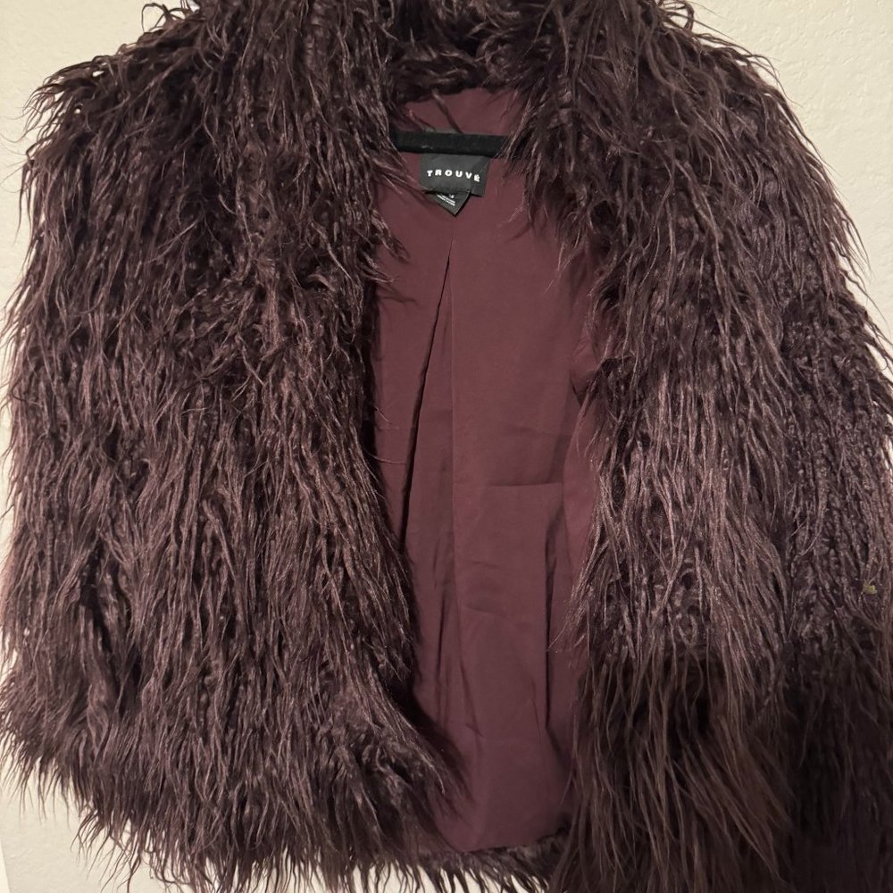 Trouve Faux Fur Coat - Purple - XS